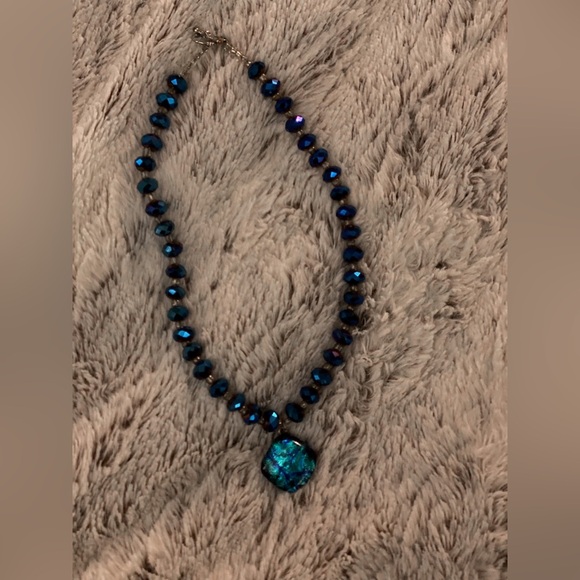 BEAUTIFUL HANDMADE BLUE SAPPHIRE COSTUME JEWELRY NECKLACE   EXCELLENT CONDITION - Picture 1 of 5